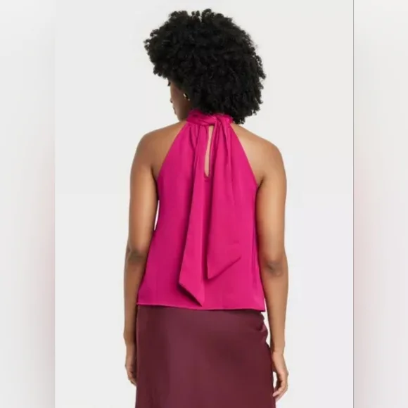 🔥NWT🔥SZ XSMALL Women's Satin Halter Top - A New Day - Picture 2 of 9
